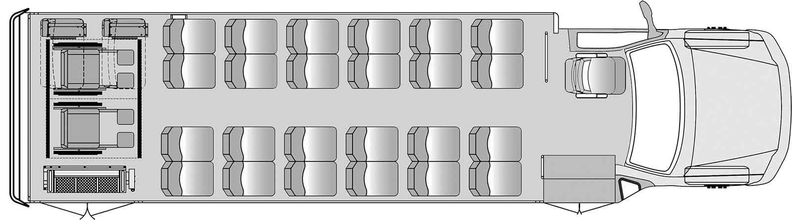 24 Passenger 2 Wheelchair With Foldaway Seats Plus Driver Floorplan Image